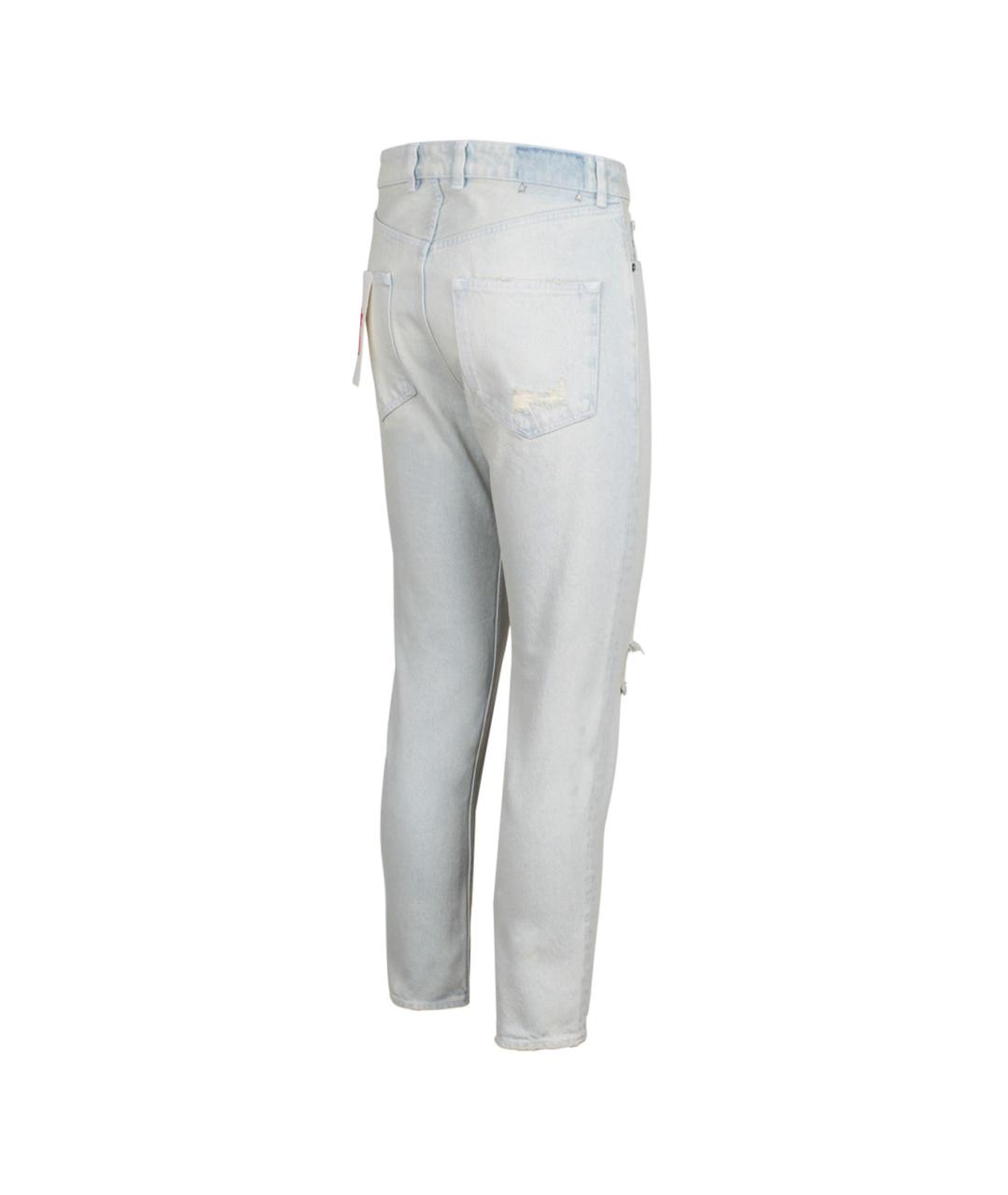 GOLDEN GOOSE DELUXE BRAND Голубые хлопковые прямые джинсы, фото 3