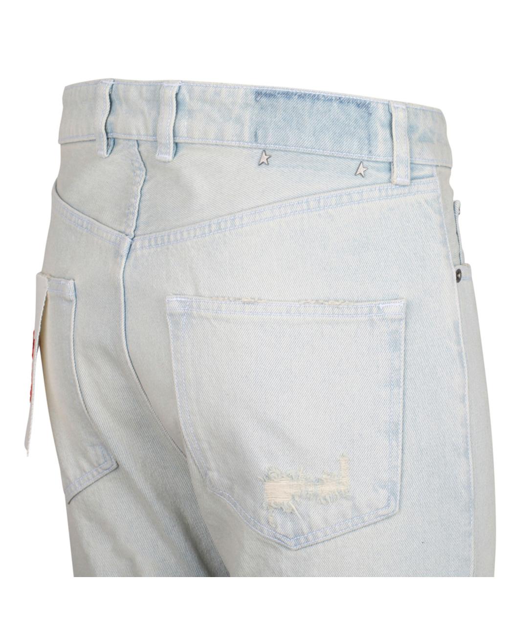 GOLDEN GOOSE DELUXE BRAND Голубые хлопковые прямые джинсы, фото 4