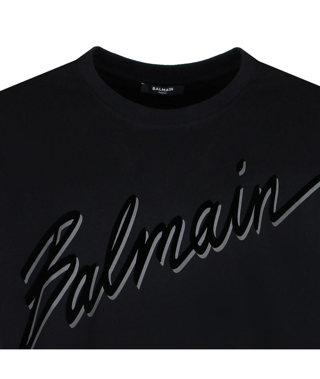 BALMAIN Черная хлопковая футболка, фото 3