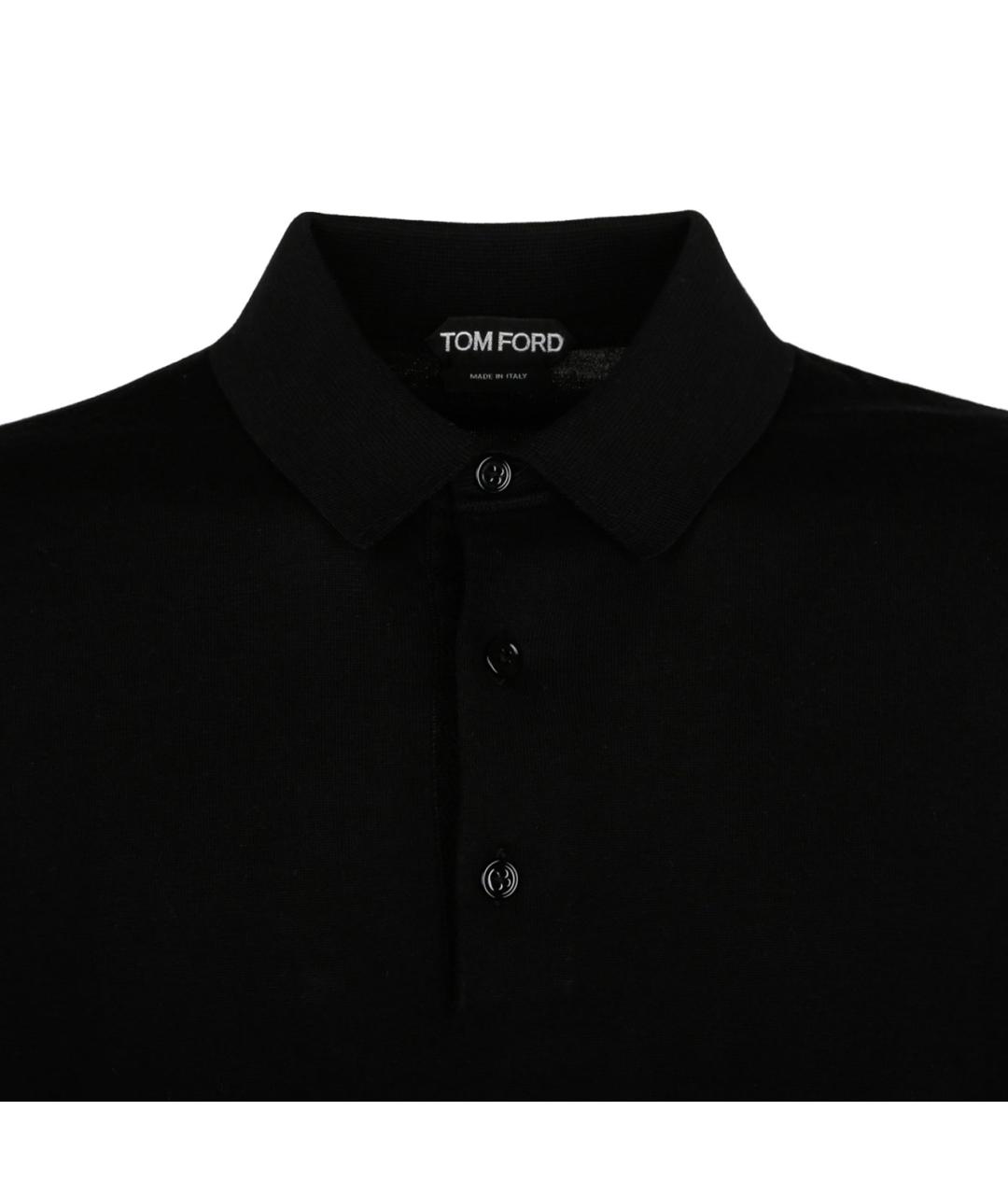 TOM FORD Черное хлопковое поло с коротким рукавом, фото 3