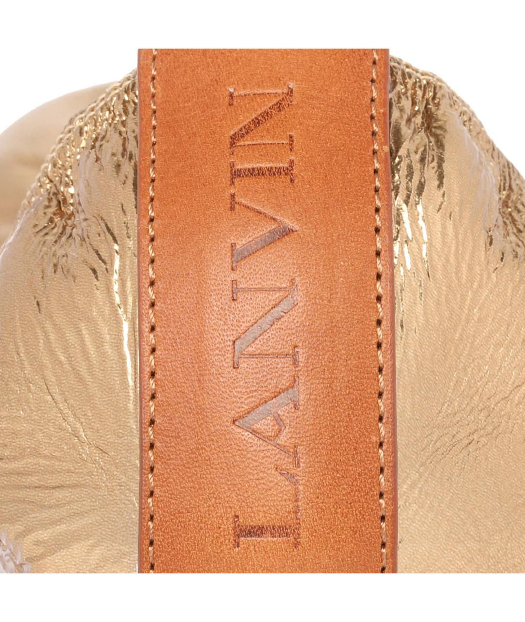 LANVIN Золотые кожаные балетки, фото 4