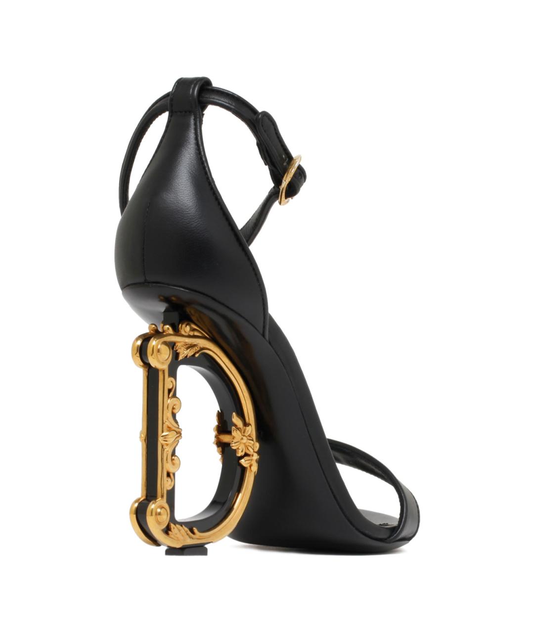 DOLCE&GABBANA Черные кожаные сандалии, фото 3