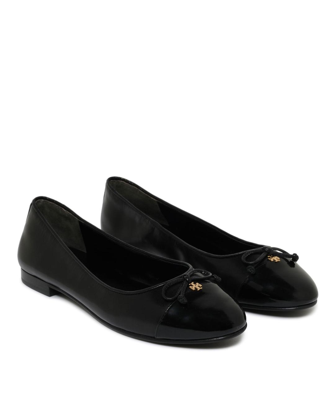 TORY BURCH Черные кожаные балетки, фото 2