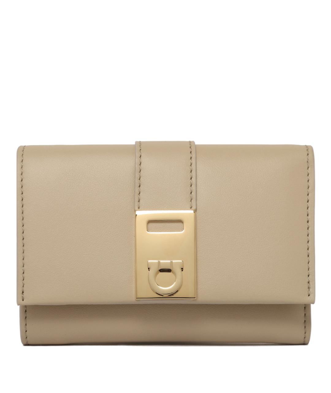 FERRAGAMO Бежевый кожаный кошелек, фото 1