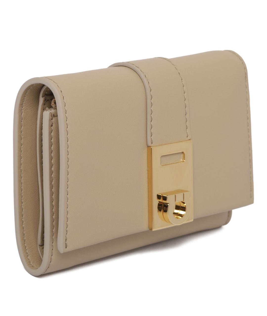 FERRAGAMO Бежевый кожаный кошелек, фото 3