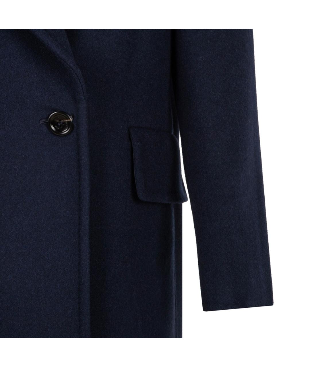 MAX MARA Темно-синее шерстяное пальто, фото 4