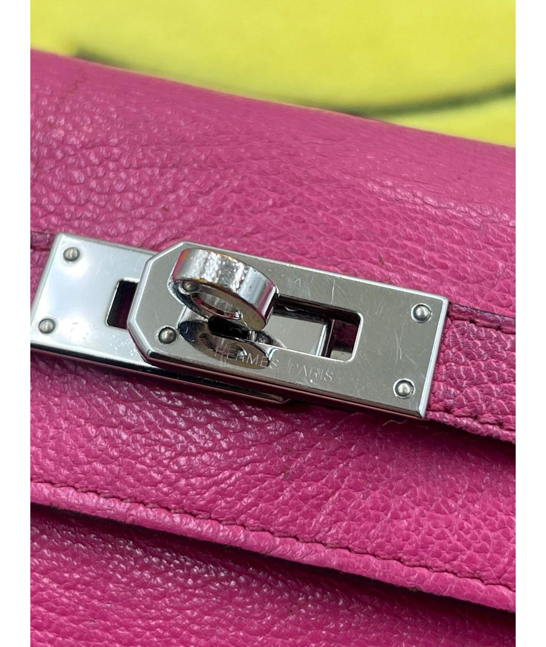 HERMES Розовый кожаный кошелек, фото 4