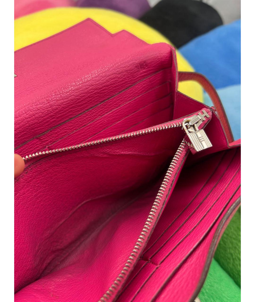 HERMES Розовый кожаный кошелек, фото 8