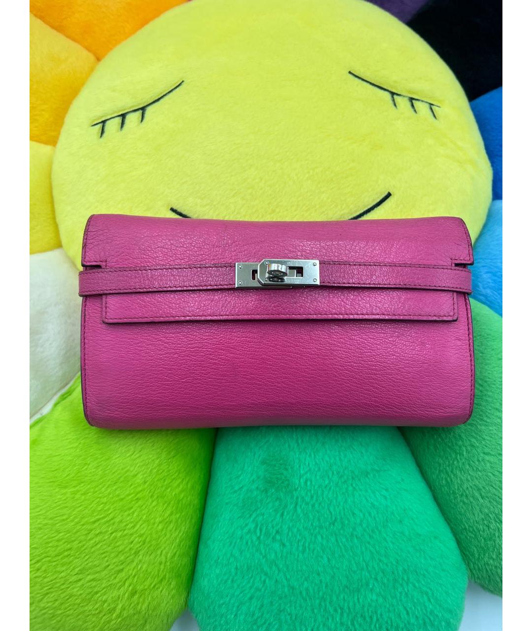 HERMES Розовый кожаный кошелек, фото 2