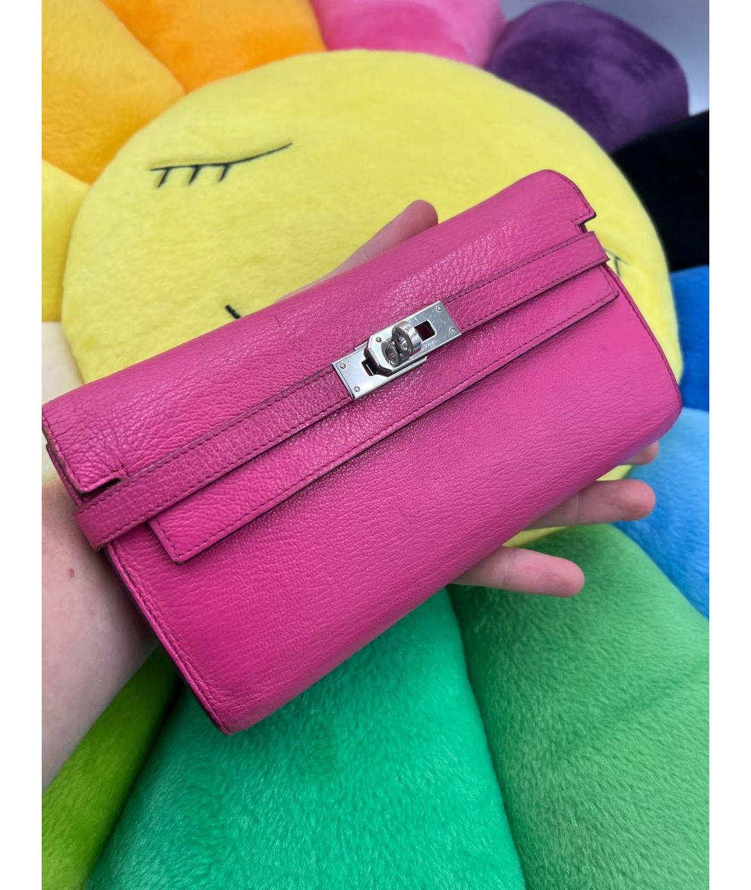 HERMES Розовый кожаный кошелек, фото 6