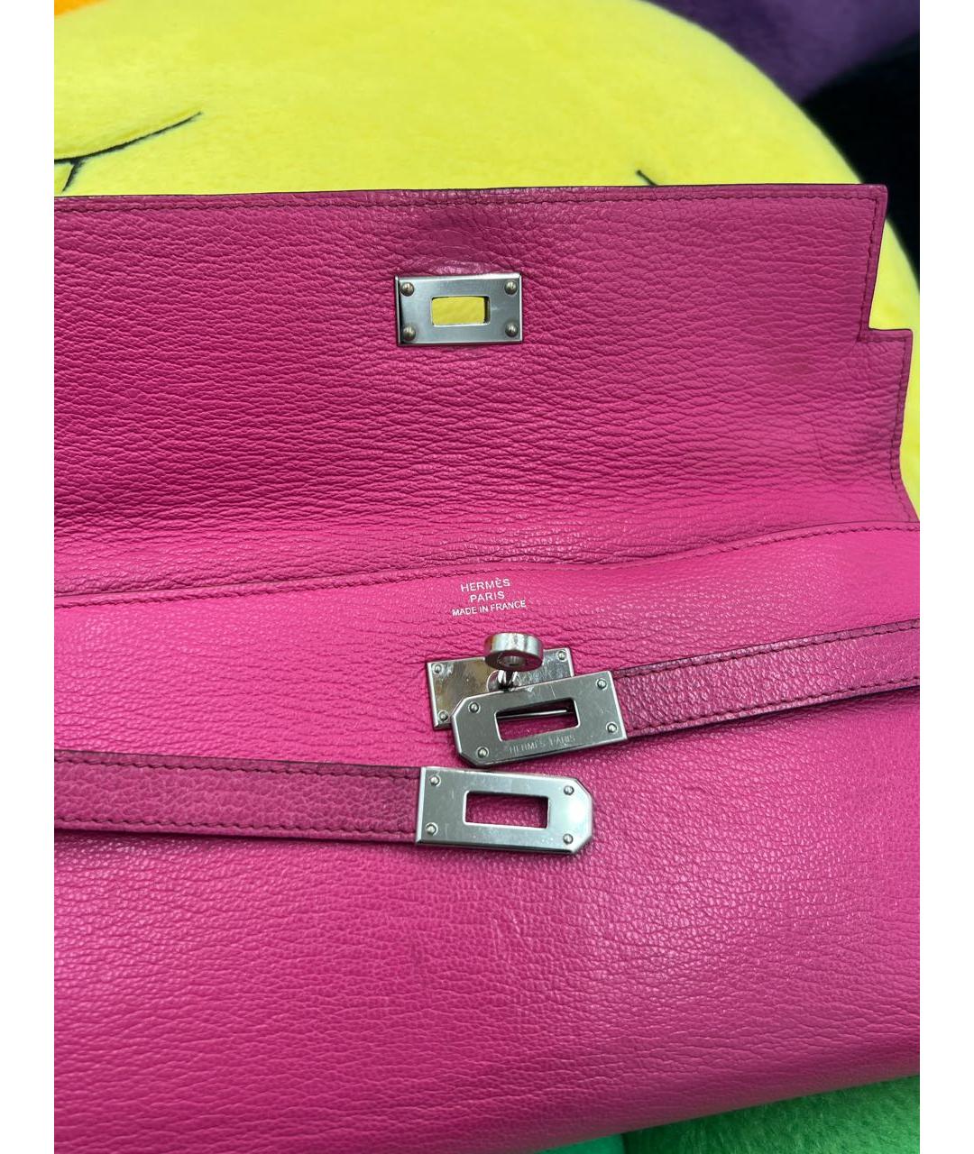 HERMES Розовый кожаный кошелек, фото 3