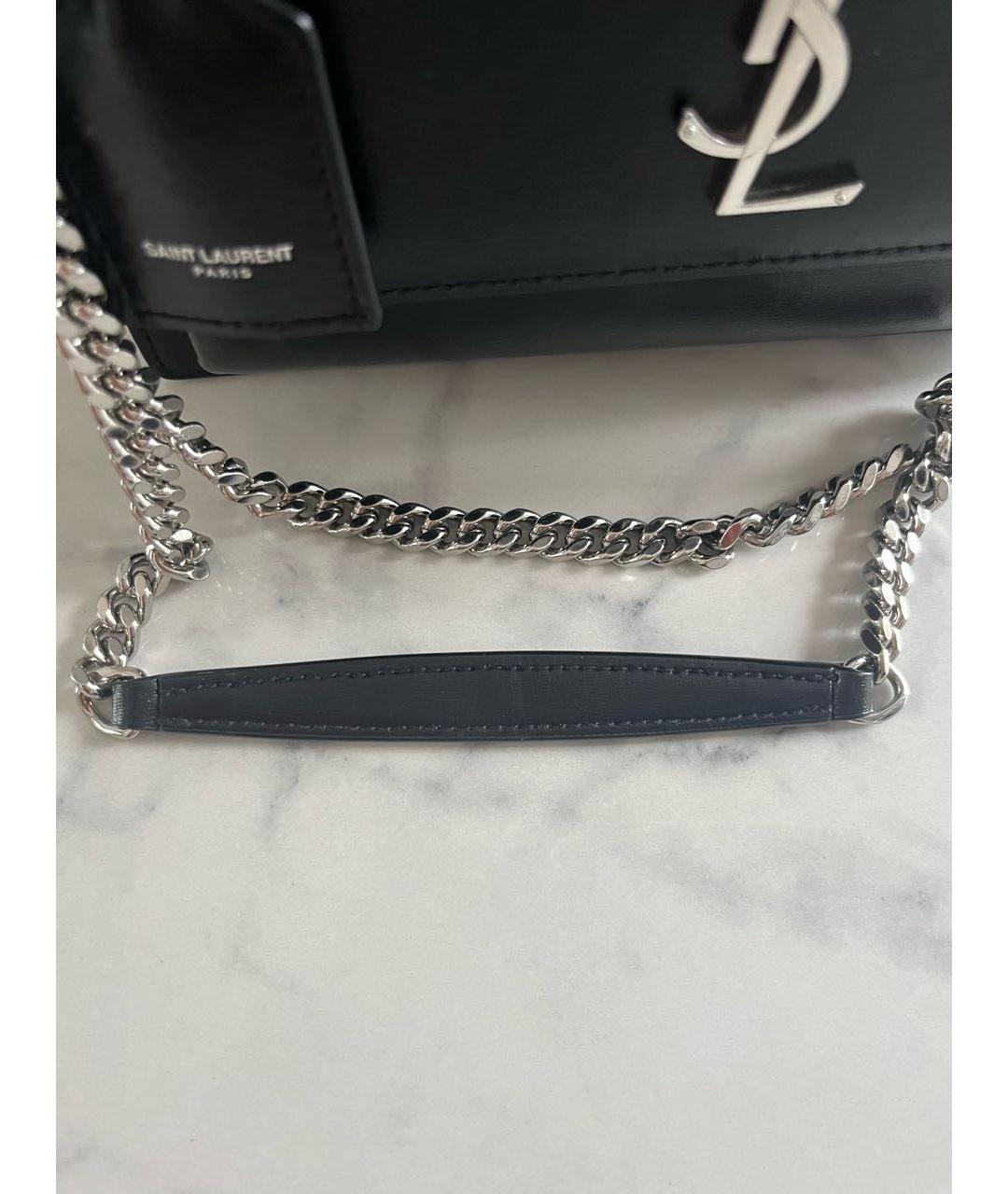 SAINT LAURENT Черная кожаная сумка через плечо, фото 7