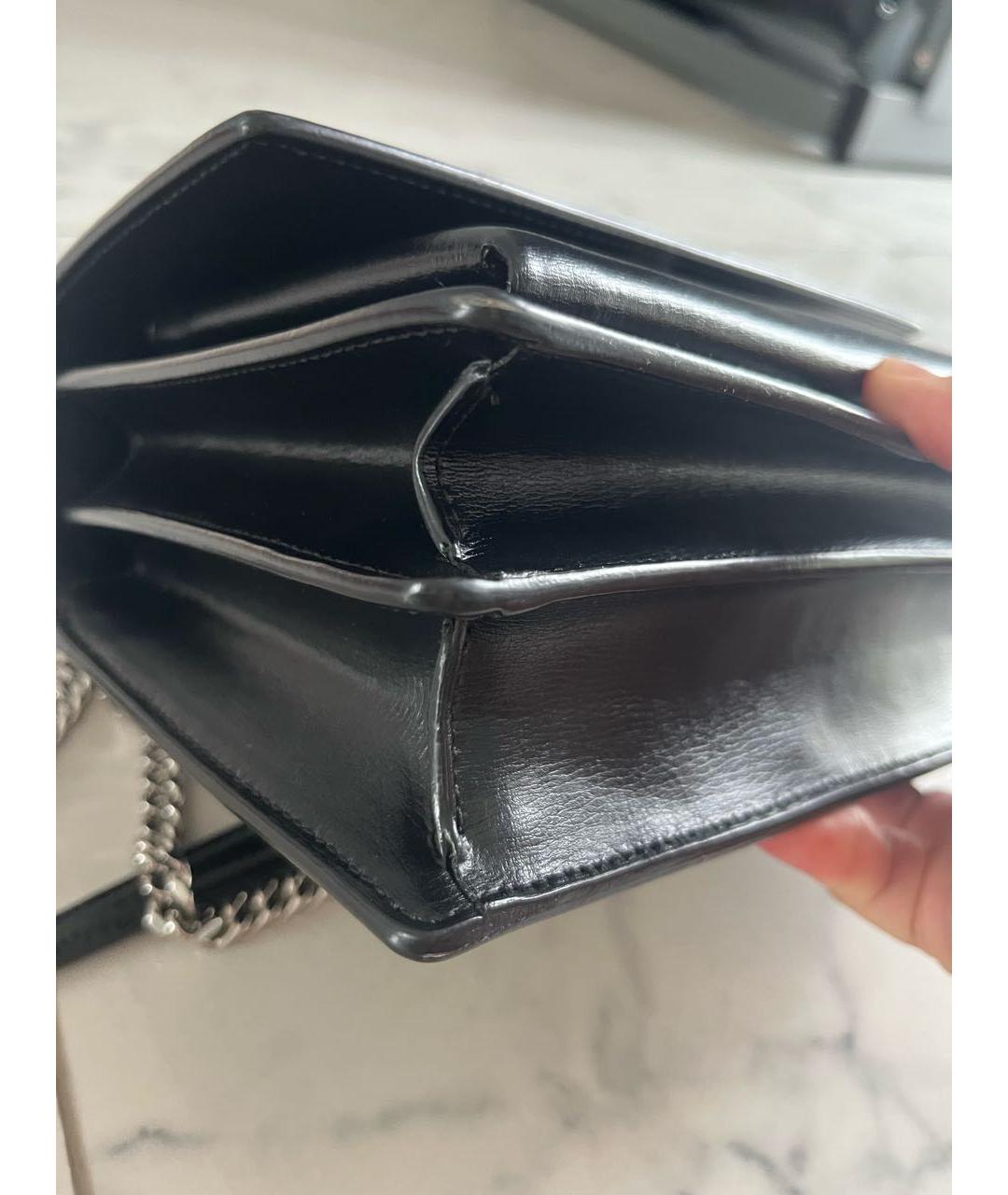 SAINT LAURENT Черная кожаная сумка через плечо, фото 6