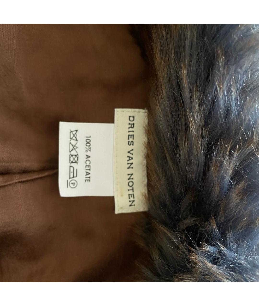 DRIES VAN NOTEN Коричневая ацетатная шуба, фото 3