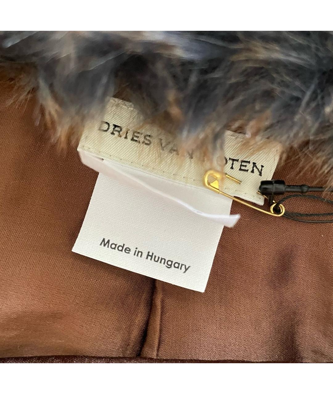 DRIES VAN NOTEN Коричневая ацетатная шуба, фото 4