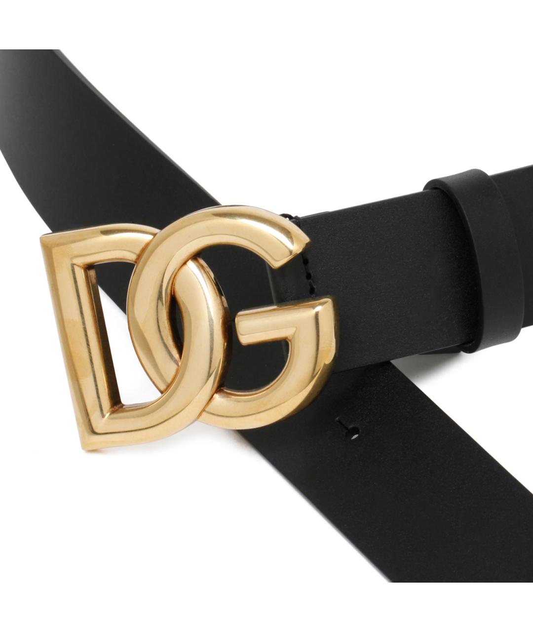 DOLCE&GABBANA Черный кожаный ремень, фото 2