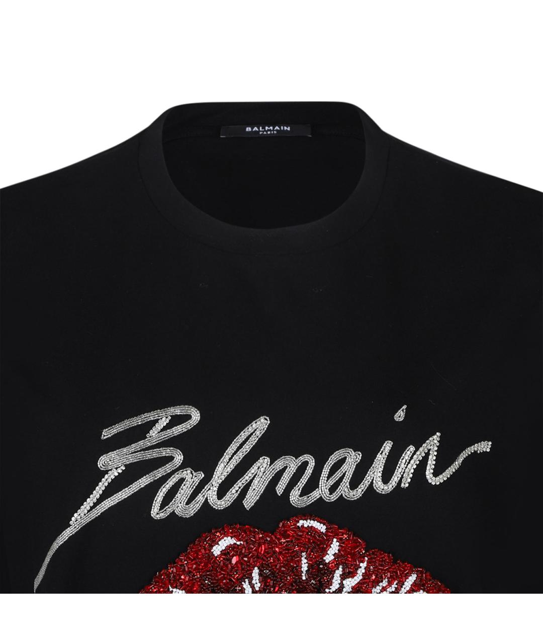 BALMAIN Черная хлопковая футболка, фото 3