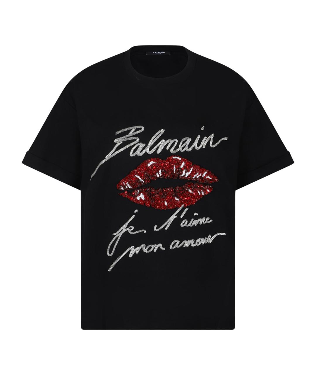 BALMAIN Черная хлопковая футболка, фото 1