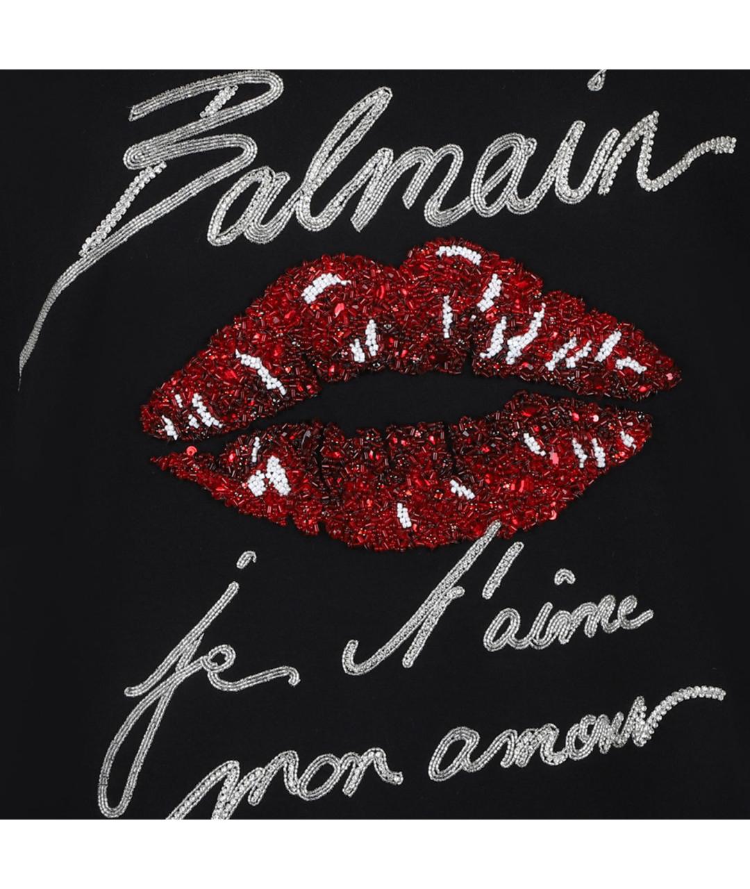 BALMAIN Черная хлопковая футболка, фото 4
