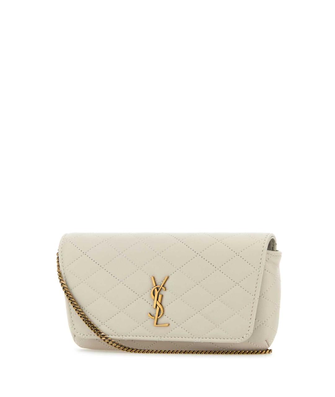 SAINT LAURENT Белая кожаная сумка через плечо, фото 2