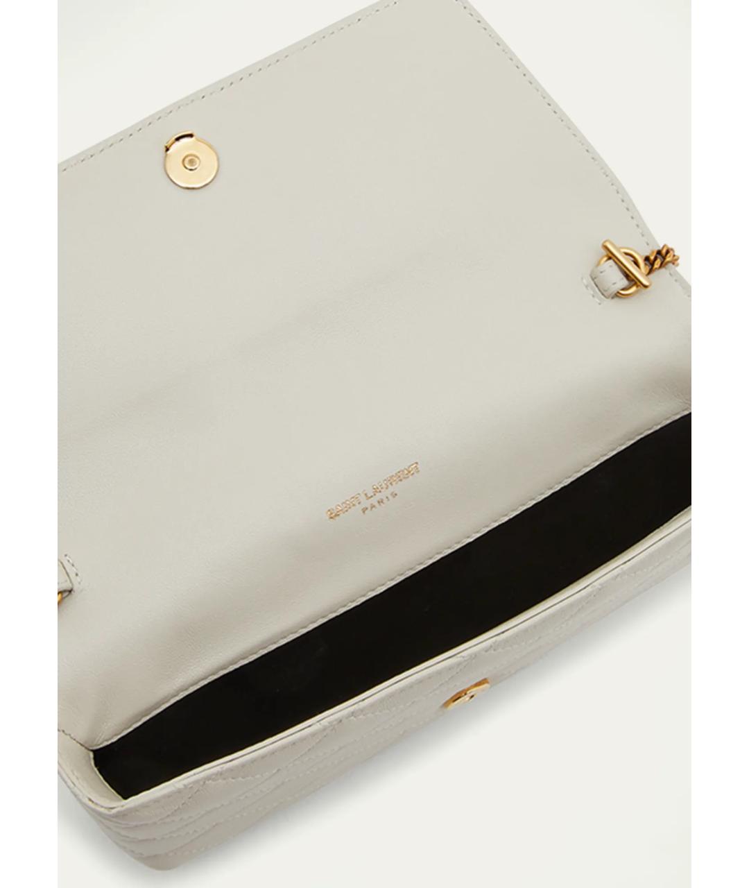 SAINT LAURENT Белая кожаная сумка через плечо, фото 4