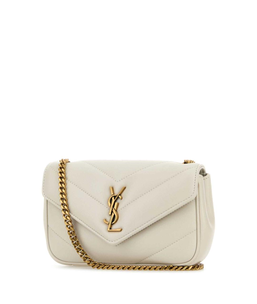 SAINT LAURENT Белая кожаная сумка через плечо, фото 1