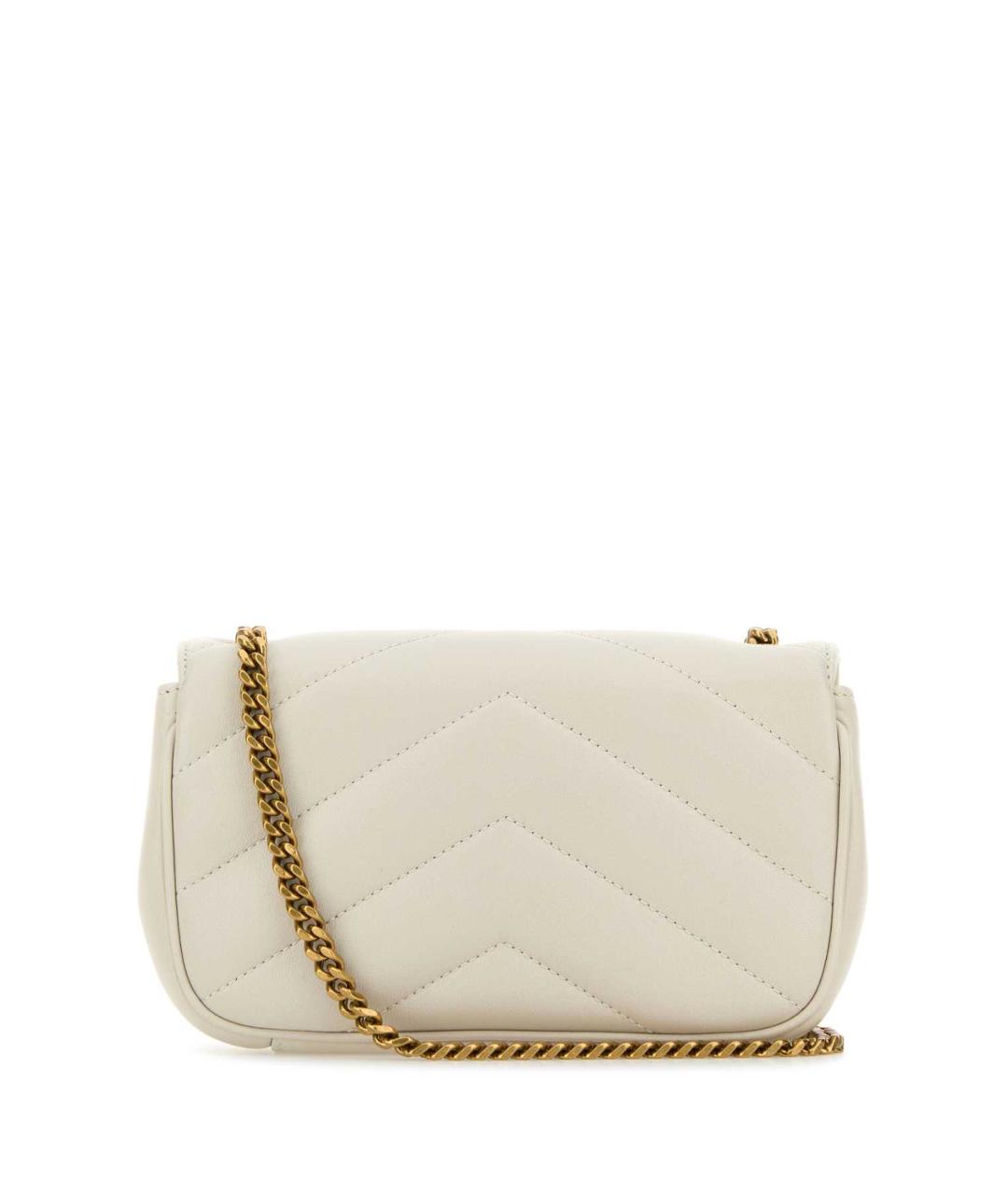 SAINT LAURENT Белая кожаная сумка через плечо, фото 2