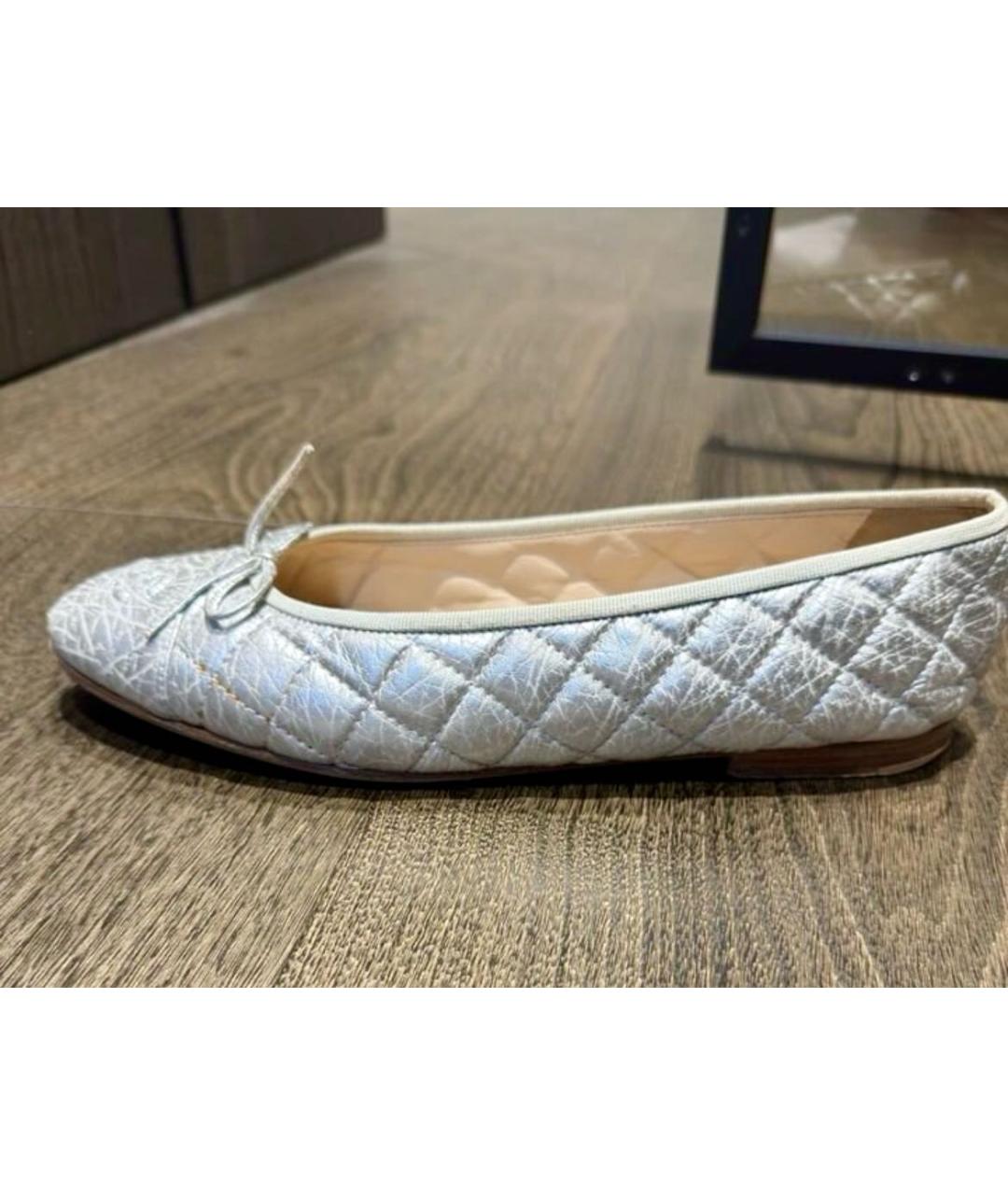 CHANEL Серые кожаные балетки, фото 9