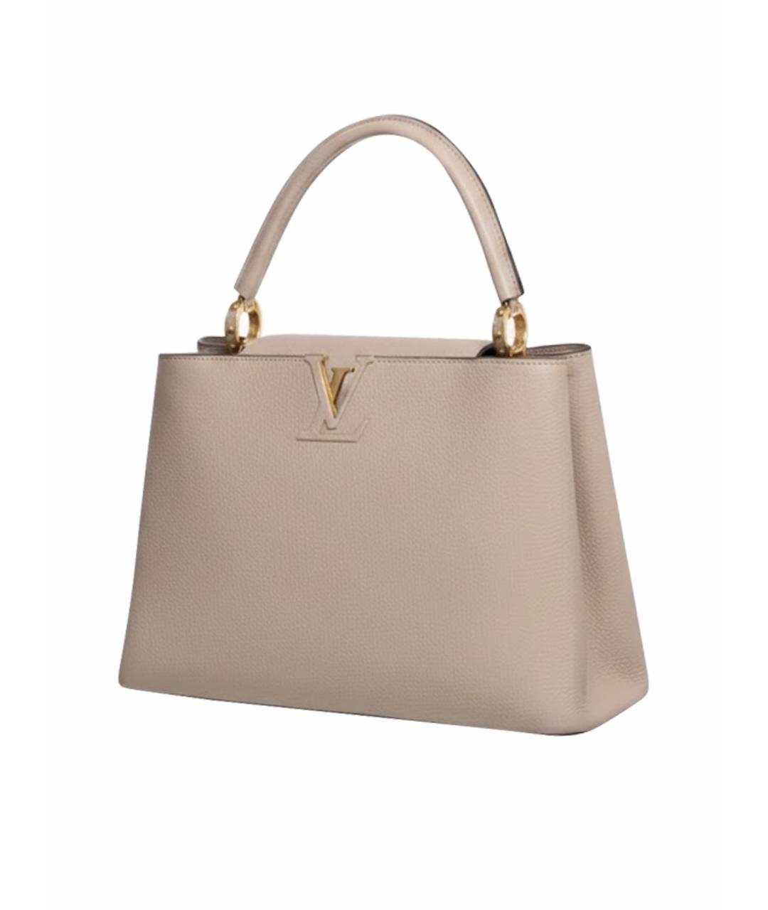 LOUIS VUITTON Бежевая кожаная сумка с короткими ручками, фото 1