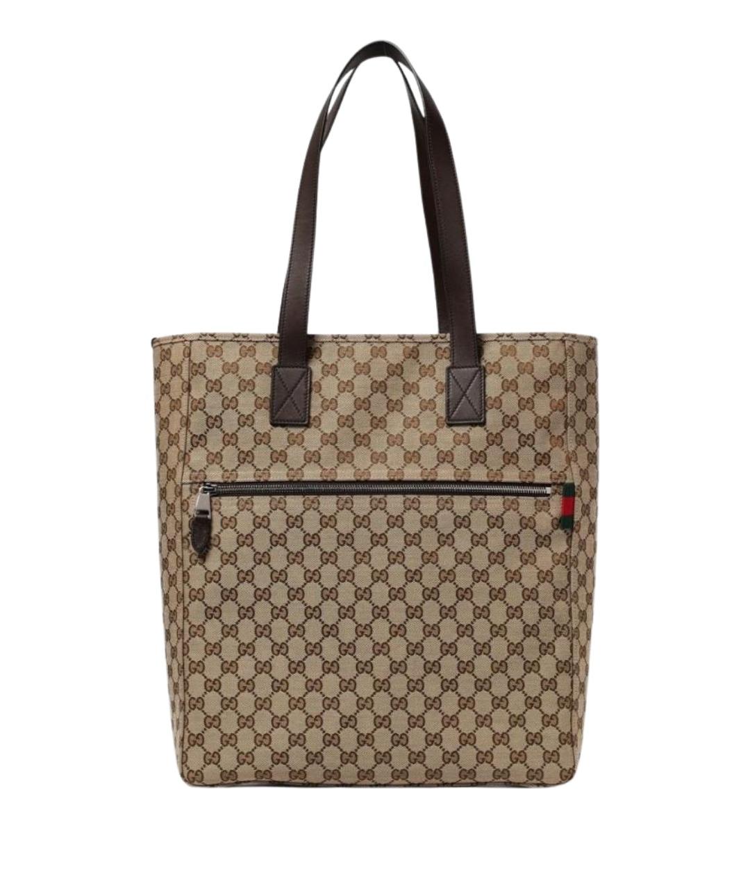 GUCCI Бежевая тканевая сумка тоут, фото 1