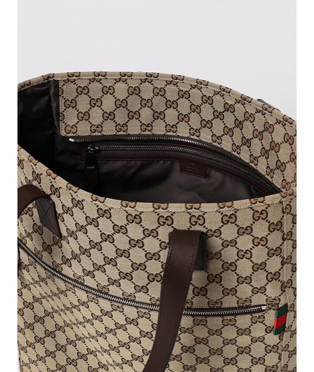 GUCCI Бежевая тканевая сумка тоут, фото 5
