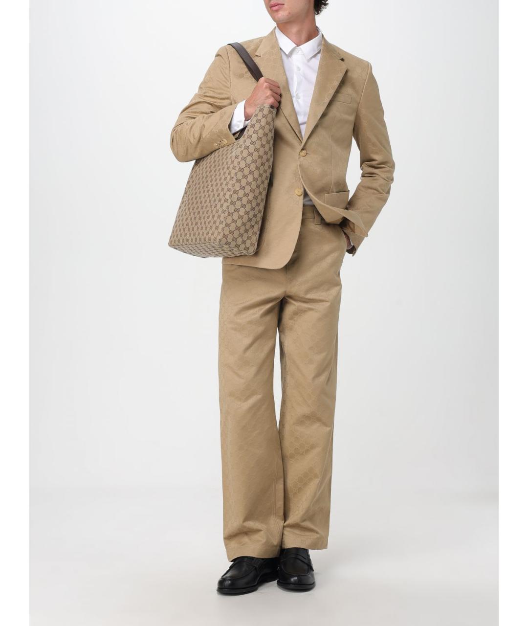 GUCCI Бежевая тканевая сумка тоут, фото 2