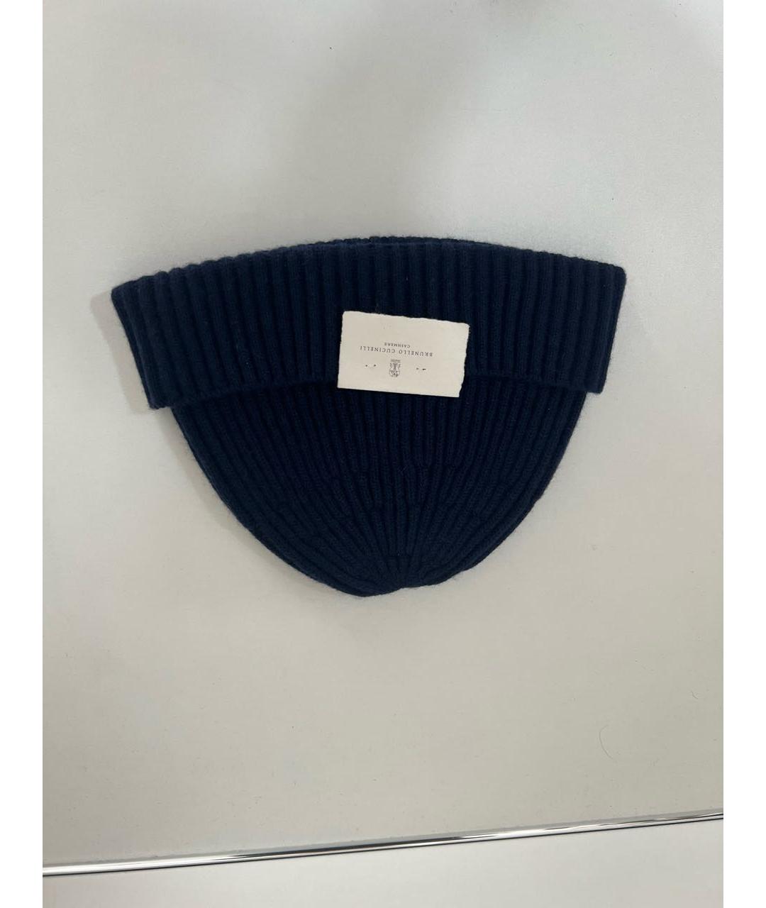 BRUNELLO CUCINELLI Темно-синяя кашемировая шапка, фото 6