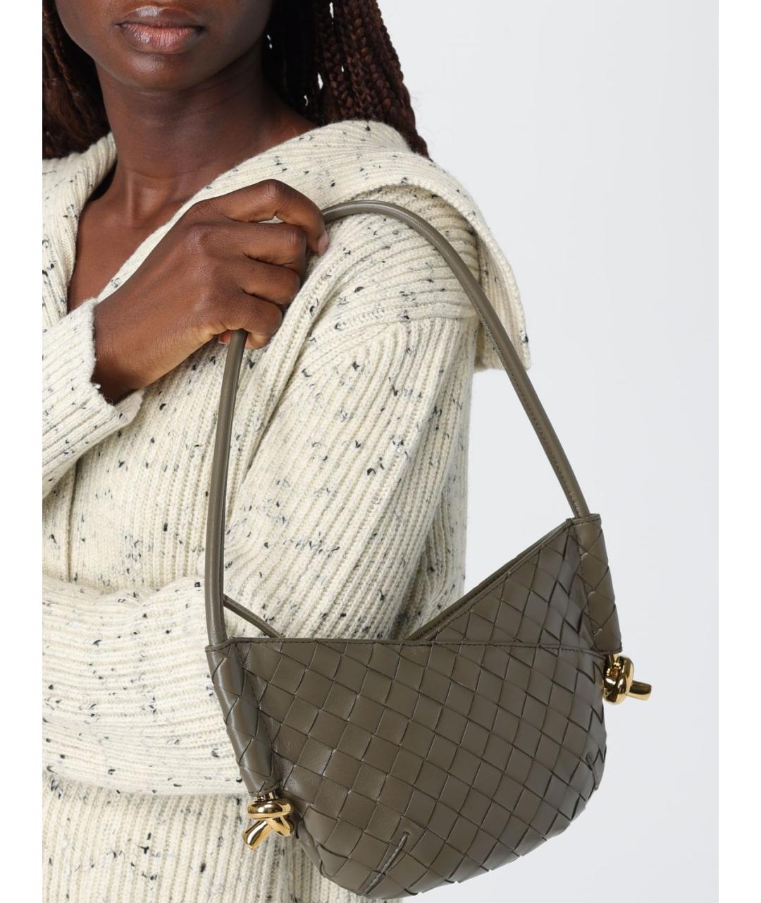 BOTTEGA VENETA Зеленая кожаная сумка через плечо, фото 2
