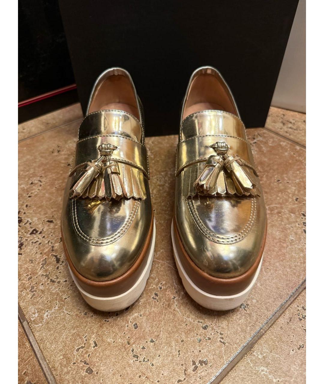 POLLINI Золотые кожаные лоферы, фото 2