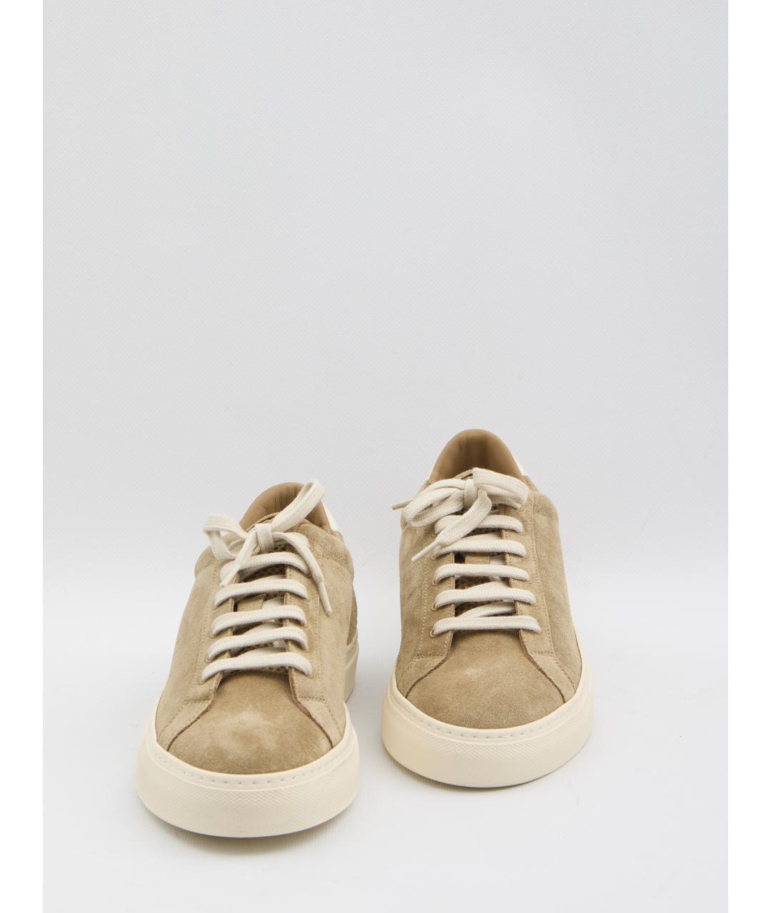 COMMON PROJECTS Бежевые замшевые низкие кроссовки / кеды, фото 4