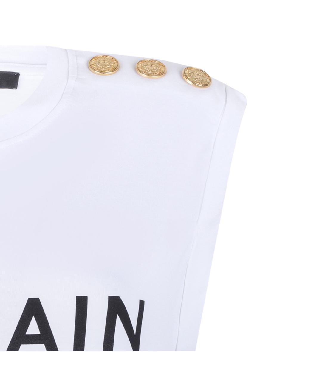 BALMAIN Белая хлопковая майка, фото 4