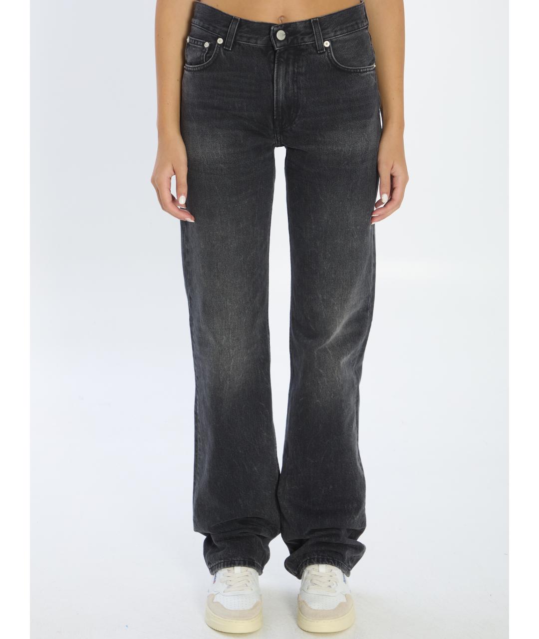 HAIKURE Черные хлопковые прямые джинсы, фото 2