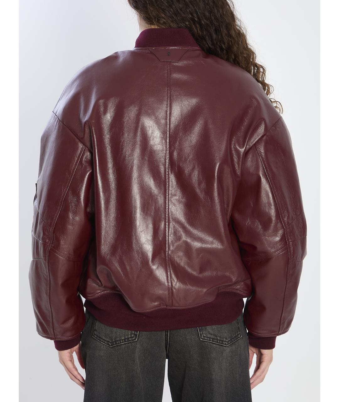 SALVATORE SANTORO Бордовая кожаная куртка, фото 5