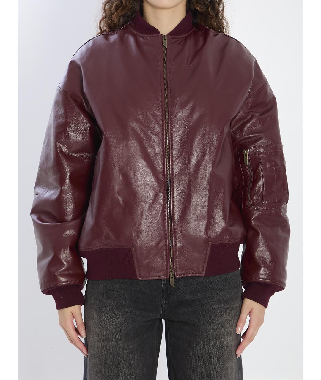 SALVATORE SANTORO Бордовая кожаная куртка, фото 2