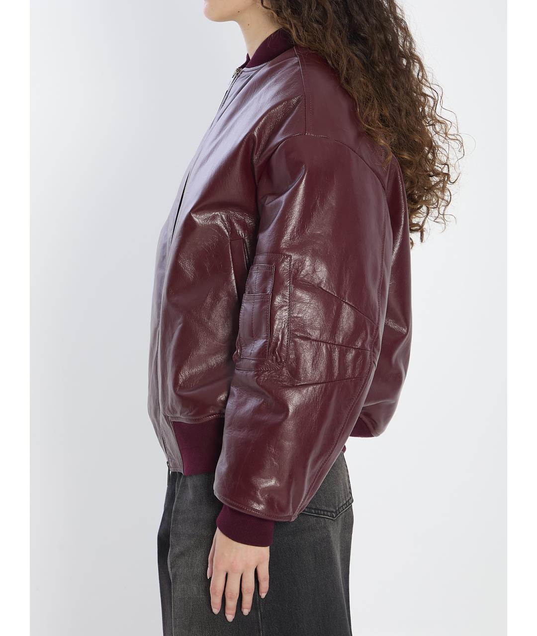 SALVATORE SANTORO Бордовая кожаная куртка, фото 4