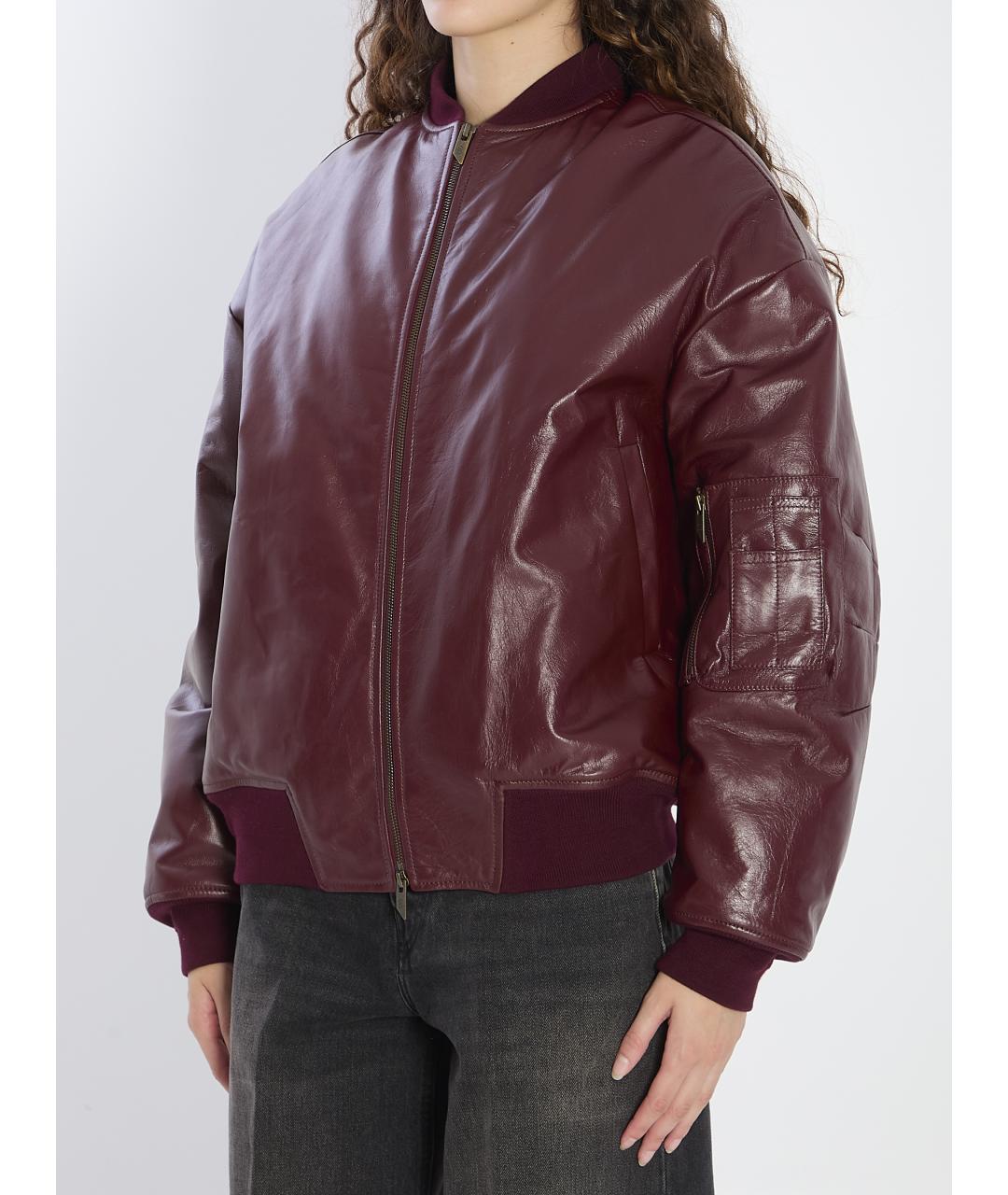 SALVATORE SANTORO Бордовая кожаная куртка, фото 3