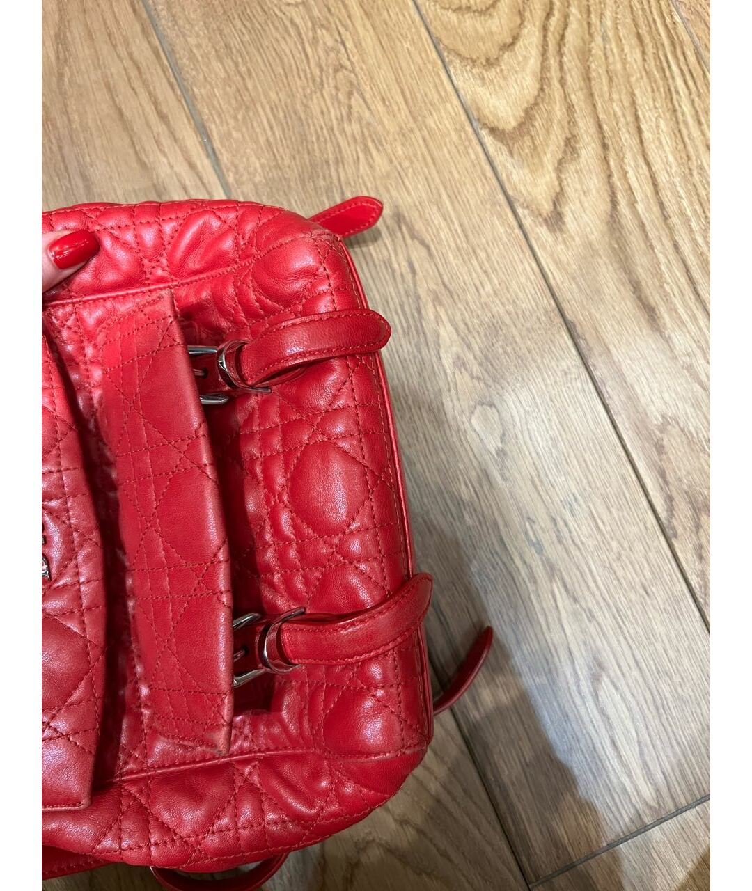 CHRISTIAN DIOR Красный кожаный рюкзак, фото 6