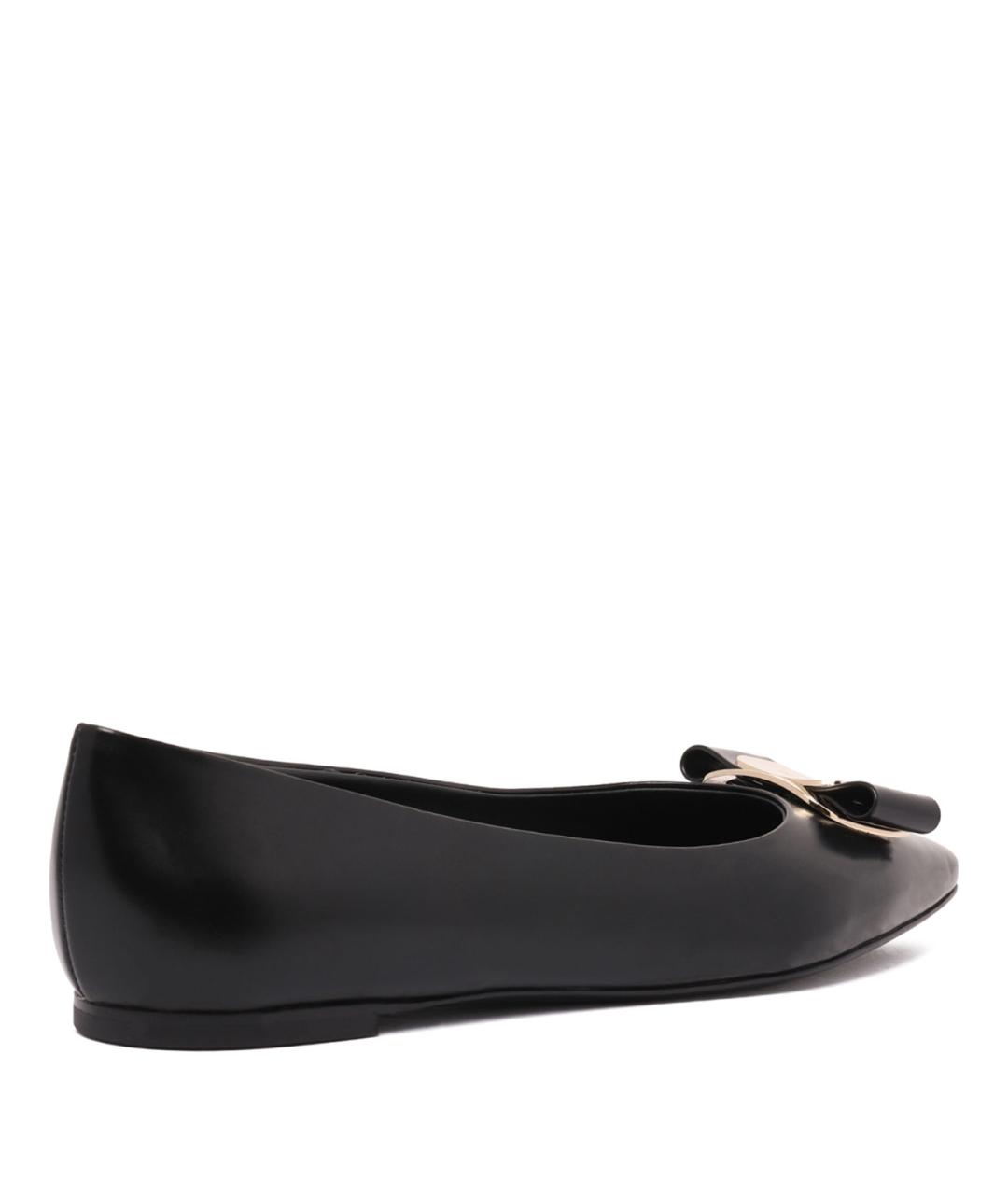 FERRAGAMO Черные кожаные балетки, фото 3