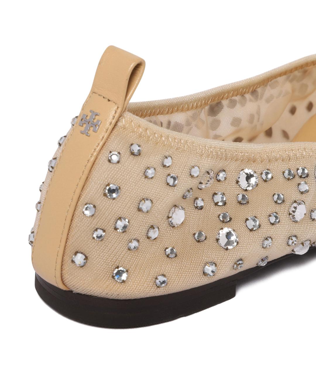 TORY BURCH Бежевые текстильные балетки, фото 4