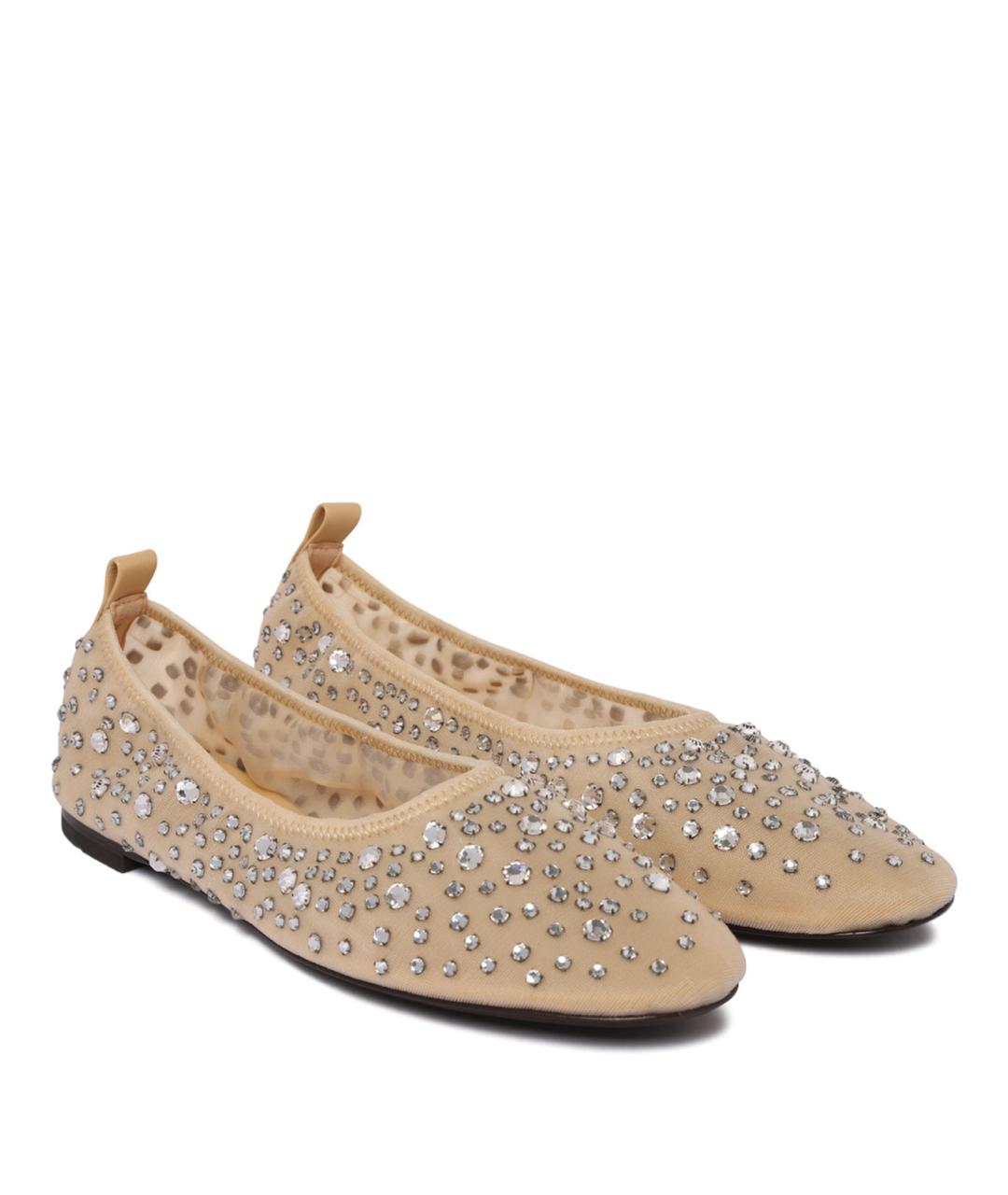 TORY BURCH Бежевые текстильные балетки, фото 2