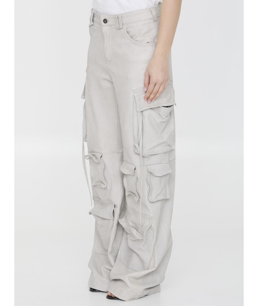 SALVATORE SANTORO Белые кожаные прямые брюки, фото 3