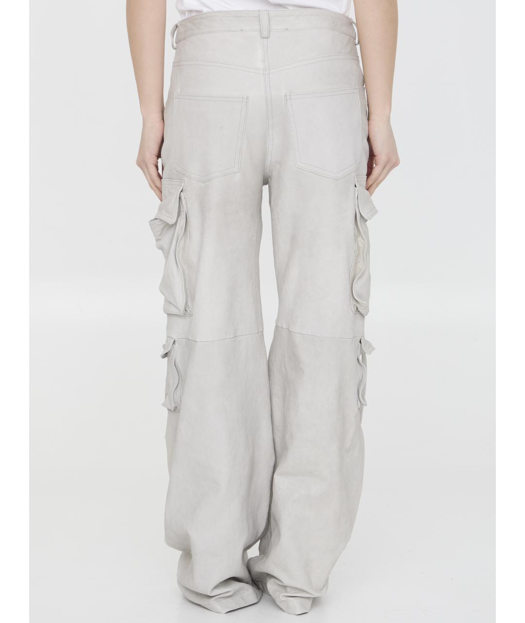 SALVATORE SANTORO Белые кожаные прямые брюки, фото 5