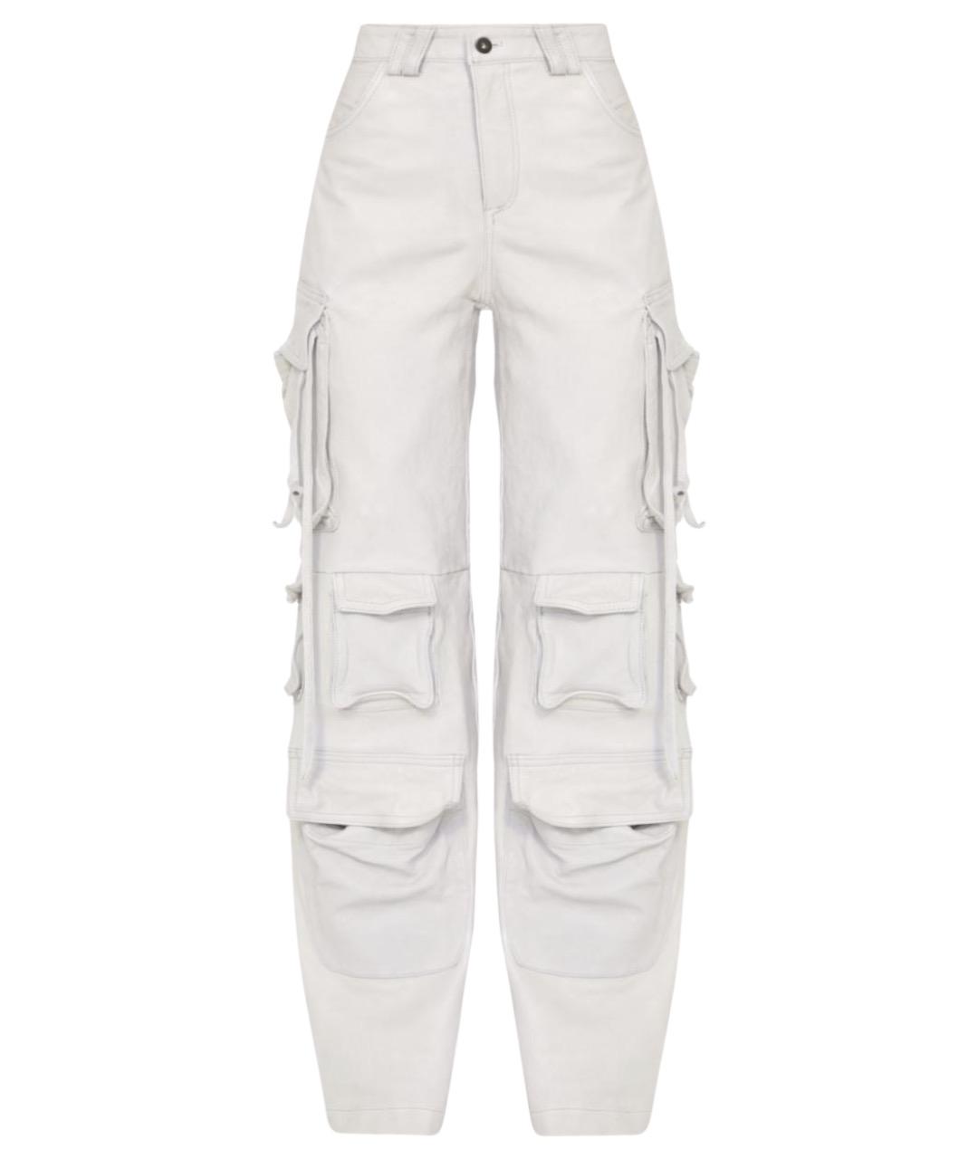 SALVATORE SANTORO Белые кожаные прямые брюки, фото 1