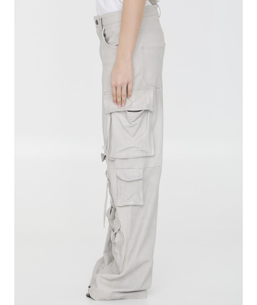 SALVATORE SANTORO Белые кожаные прямые брюки, фото 4